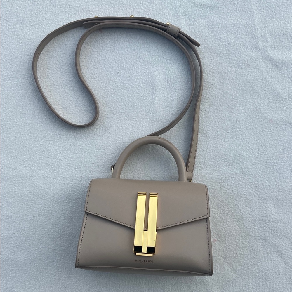 DeMellier Taupe Crossbody Bag with Gold Accent